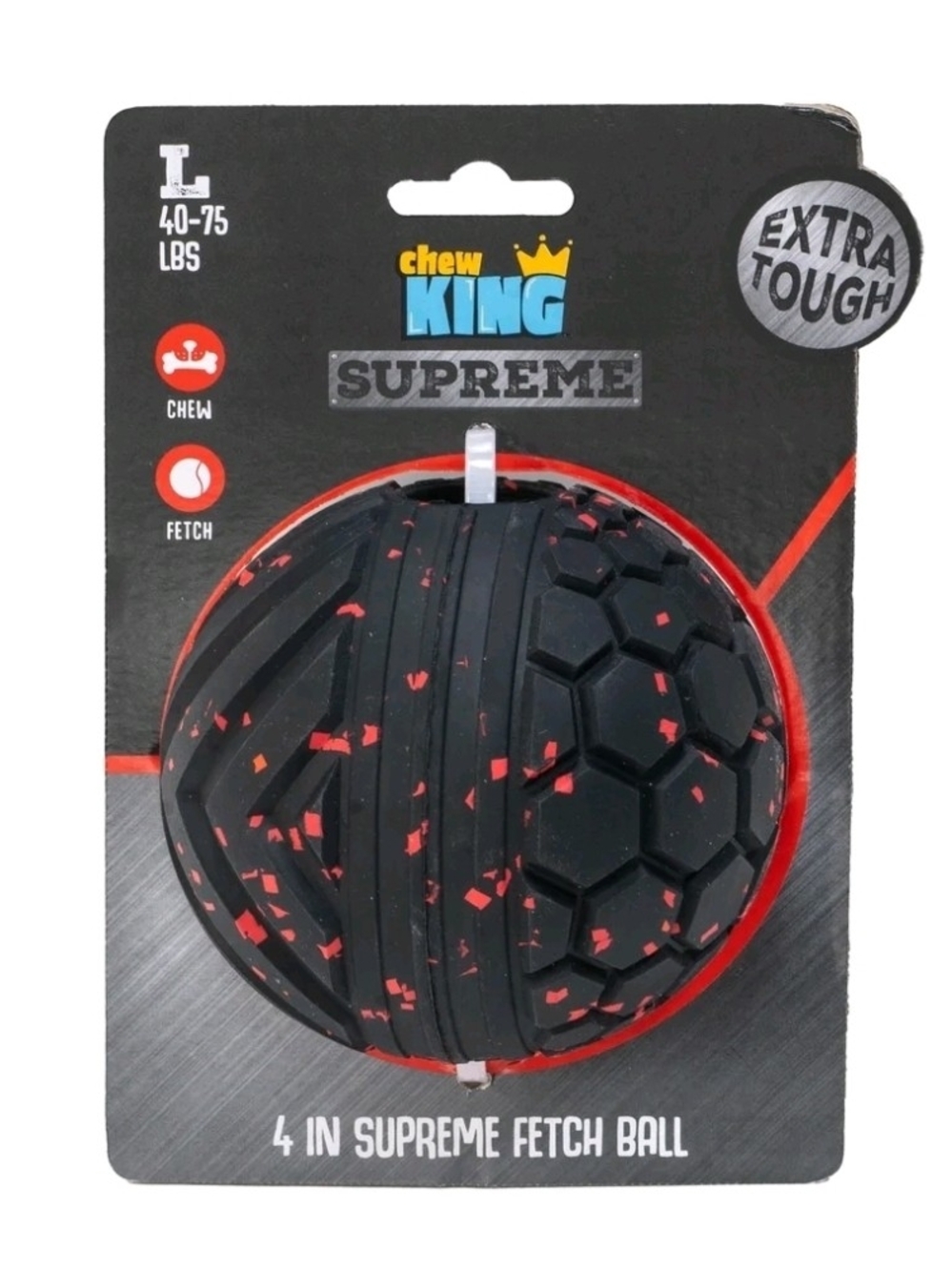 Chew King By Mammoth Supreme Durable All-Natural Rubber Fetch Ball, 4", Large